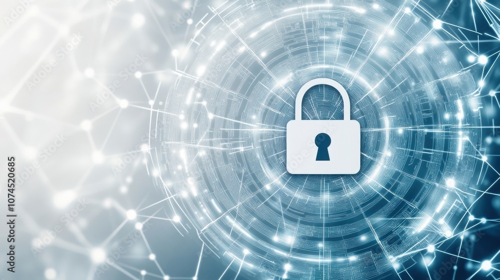Aufkleber a digital illustration of a padlock symbol, representing cybersecurity and data protection, surround