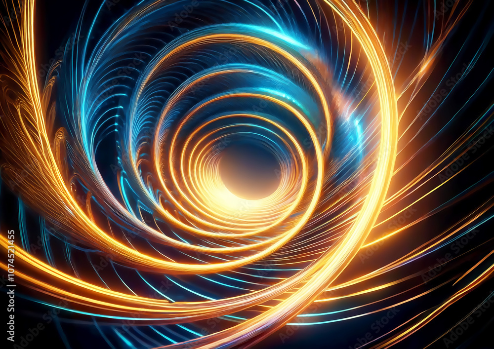 Poster abstract background with colorful glowing light lines swirling. fractal art background for creative 