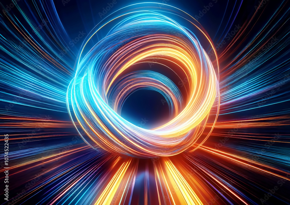 Poster abstract background. luminous swirling. elegant glowing circle. sparking particle. space tunnel. glo
