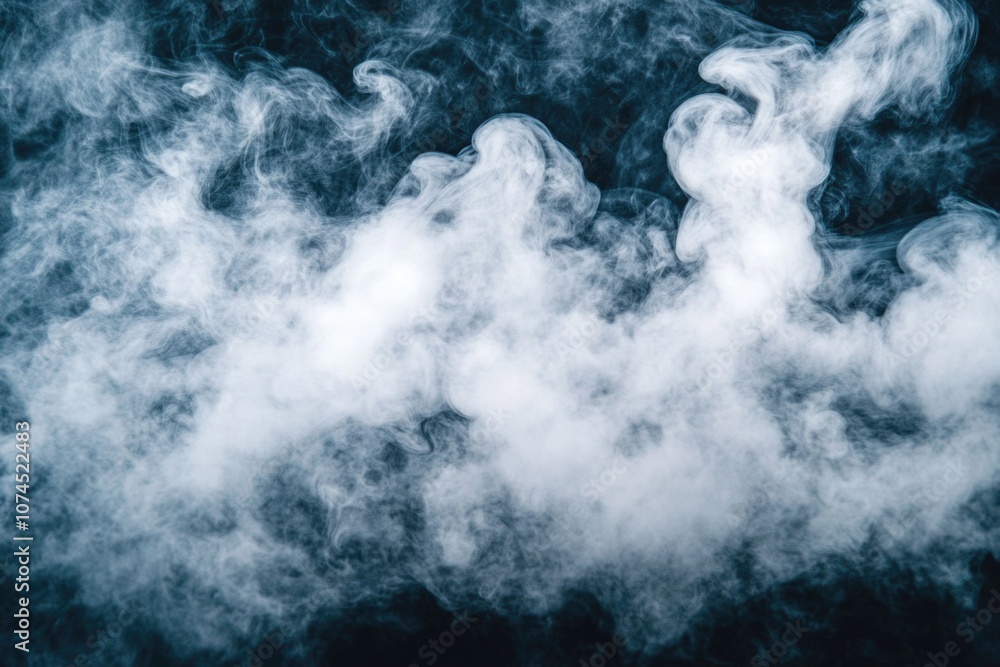 Poster a close-up view of wispy smoke on a dark backdrop, perfect for use in photography or design projects