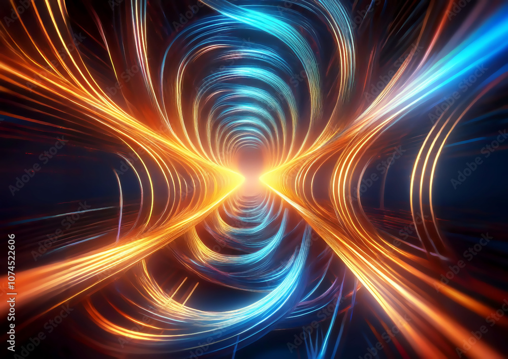 Aufkleber abstract background with colorful glowing light lines swirling. fractal art background for creative 