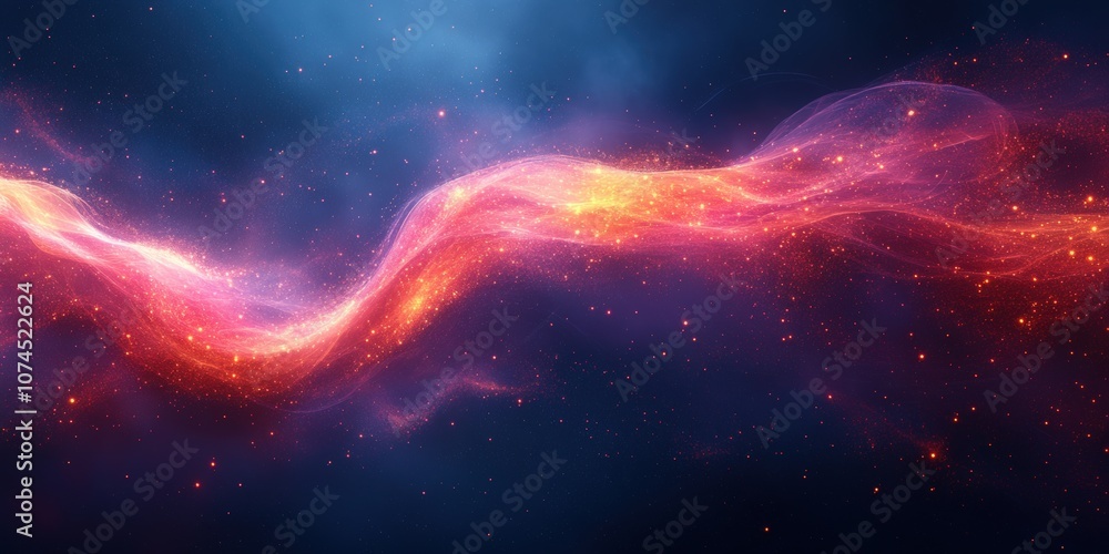 Poster abstract background with glowing light lines in a cosmic space setting featuring vibrant colors and 