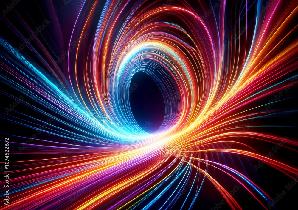 Aufkleber abstract background with colorful glowing light lines swirling. fractal art background for creative 