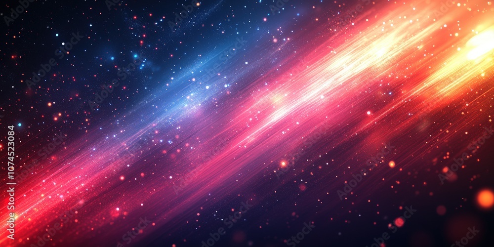 Poster abstract background with light speed lines and glow representing cosmic energy and motion in a color