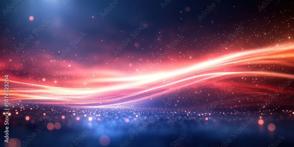 Poster abstract background with light speed lines and glowing particles creating a dynamic and mesmerizing 