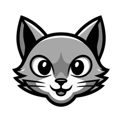 Cute Cartoon Cat Face Icon Illustration