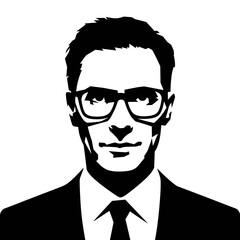 Stylish Man in Glasses Black and White Portrait