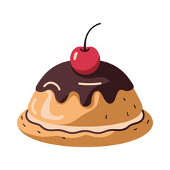 Chocolate Glazed Pastry with Cherry Topping