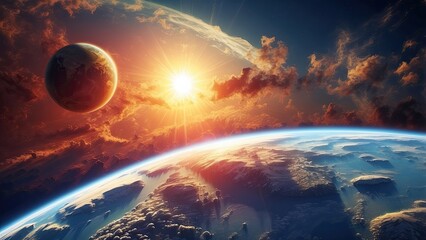 Over the planet Earth, the sun is rising.