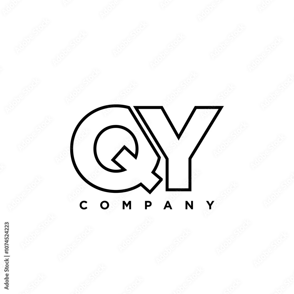Poster letter q and y, qy logo design template. minimal monogram initial based logotype.