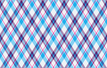 Argyle pattern of geometric rhombus. Harlequin check wallpaper design. Classic diamond shaped textile material for web background, print fabric clothing, sweater, wrapping paper, gift card, invitation