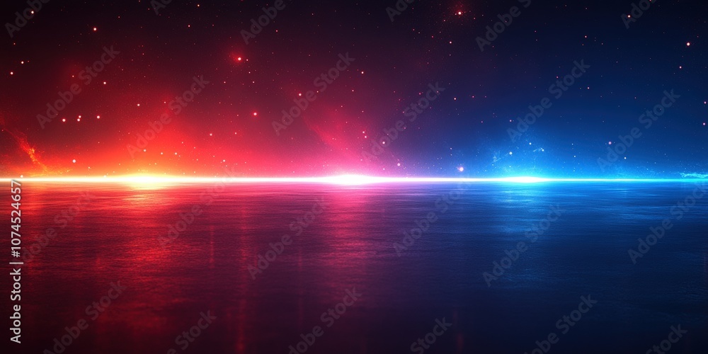 Poster abstract background with light rays in blue and red colors on a dark surface showcasing a stunning v
