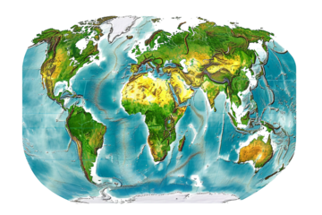 Peaceful and focused presentation of a detailed world map