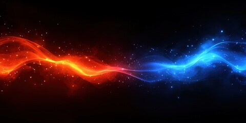 Abstract Light Lines in Vibrant Blue and Red Colors on Dark Background, Perfect for Digital Art, Graphic Design, or Modern Aesthetic Projects