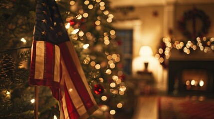A festive decoration combining patriotism and holiday spirit