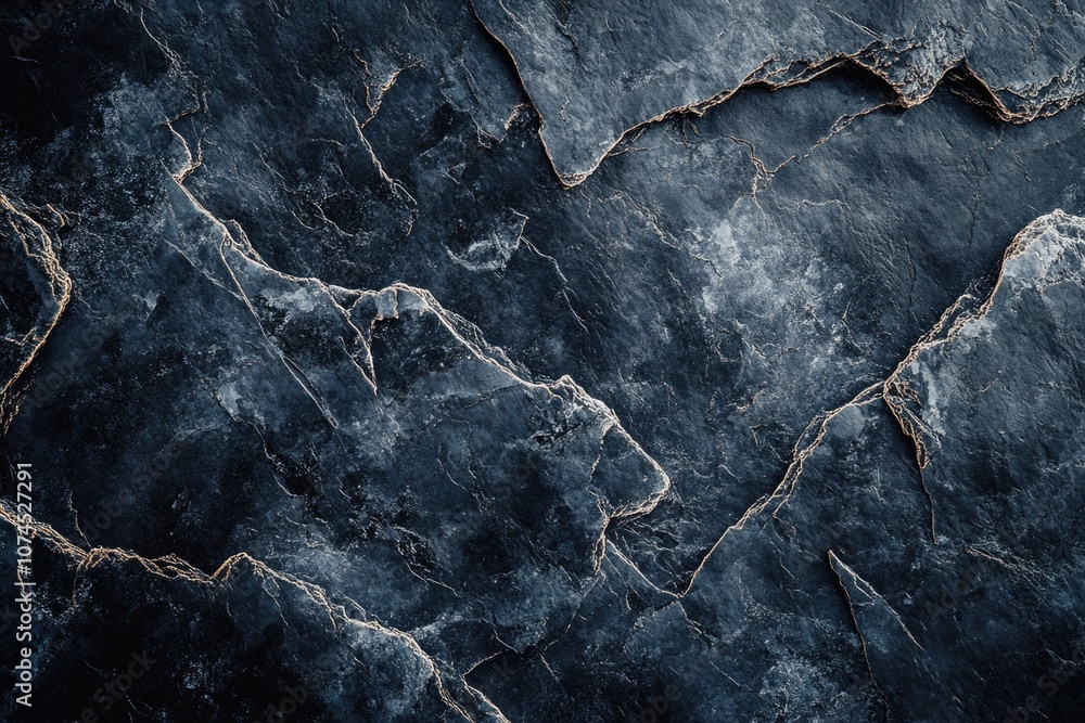 Poster a close-up shot of a black marble surface with its unique veining and texture