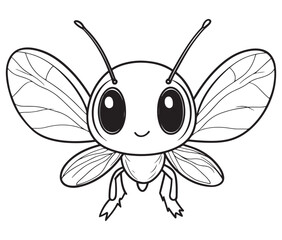 Fototapeta premium Bee cartoon character, Firefly outline icon