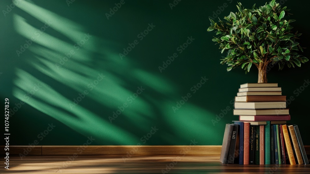 Aufkleber create a cozy reading nook with books and greenery