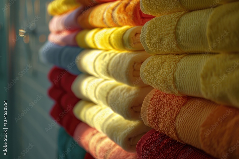 Poster a stack of towels neatly piled high
