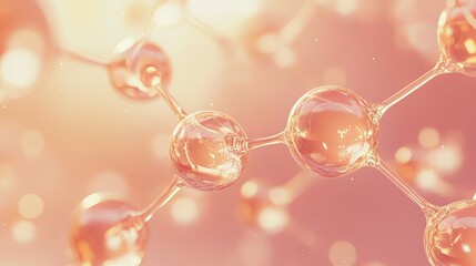 Background featuring molecular structures in a science illustration of a cream molecule suitable for hyaluronic acid skincare collagen serum drops and cosmetic advertising backgrounds