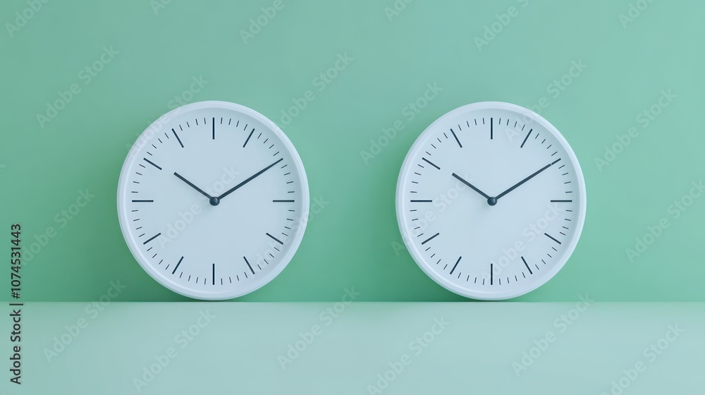 Aufkleber two minimalist clocks showcase modern design in soft green setting