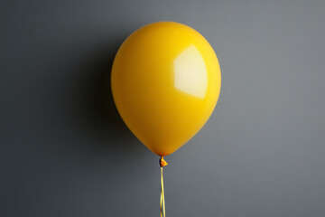 Single Yellow Balloon on Gray Backdrop – Perfect for Party and Celebration Themes