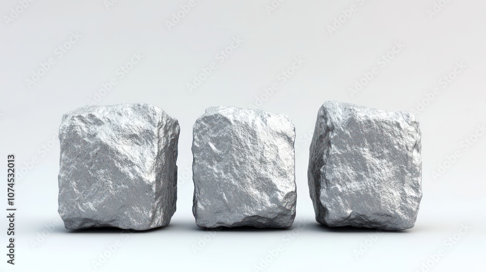 Aufkleber Three metallic rocks showcase unique textures and shapes