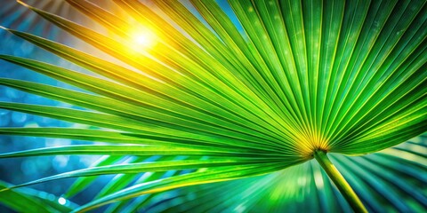 Obraz premium Surreal Tropical Palm Leaf Close-Up â€“ Natureâ€™s Beauty and Elegance in a Decorative Display for Home Decor, Art, and Botanical Inspiration