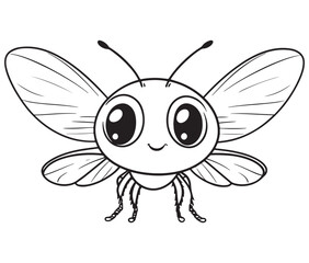 Fototapeta premium Bee cartoon character, Firefly outline icon