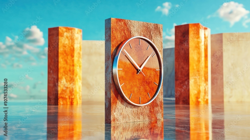 Poster explore the unique beauty of artistic clock designs in modern architecture