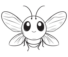 Fototapeta premium Bee cartoon character, Firefly outline icon