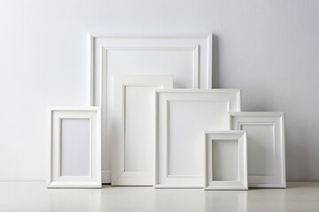 Elegant Display of White Picture Frames Isolated on a Pure White Background for Creative Home Decor and Photography Inspiration
