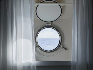 Luxurious ocean view or oceanview or outside or exterior cabin on luxury cruiseship or cruise ship...