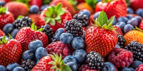 Vibrant Assortment of Ripe Berries on a Minimalist Background in a Lush Natural Setting