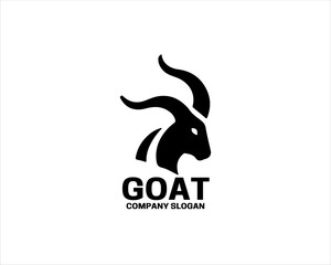 Silhouette Goat Logo Design Icon Symbol Vector Template. Black Goat Head Logo Vector Illustration 