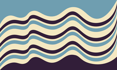 Abstract design with harmonious pastel blue, cream and dark purple curved lines, giving a calming effect, ideal for wallpaper and decoration