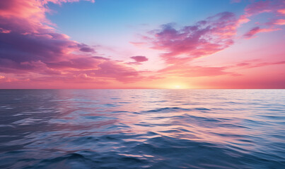 Fototapeta premium sky over calm sea. Blue sea and sunny sky on horizon over calm water