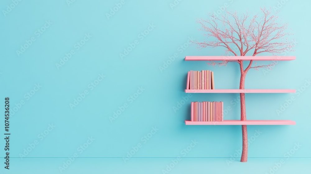 Fototapete Create a stylish bookshelf design with a tree motif for your home