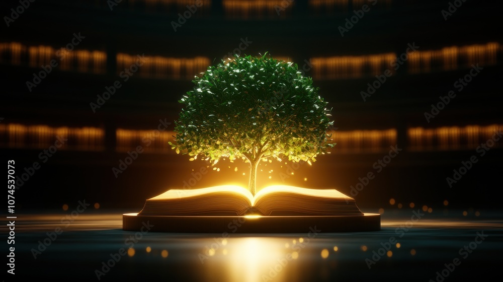 Poster Explore the connection between knowledge and nature through an enchanted book tree