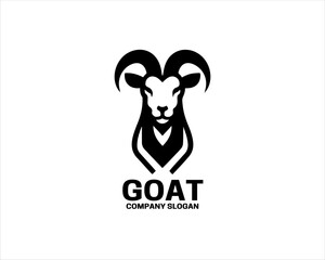 Silhouette Goat Logo Design Icon Symbol Vector Template. Black Goat Head Logo Vector Illustration 