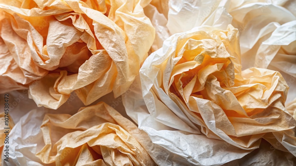 Poster soft crumbled beige and white tissue paper texture backgrounds for creative projects and design appl