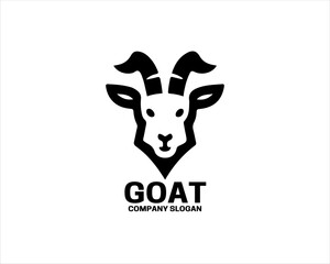 Silhouette Goat Logo Design Icon Symbol Vector Template. Black Goat Head Logo Vector Illustration 
