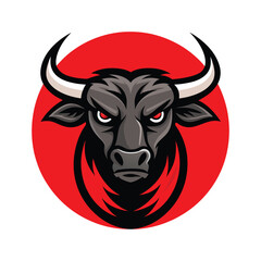 Isolated Bull Head Vector Illustration - Powerful Silhouette with Horns for Rustic, Western, and Bold Wildlife Designs
