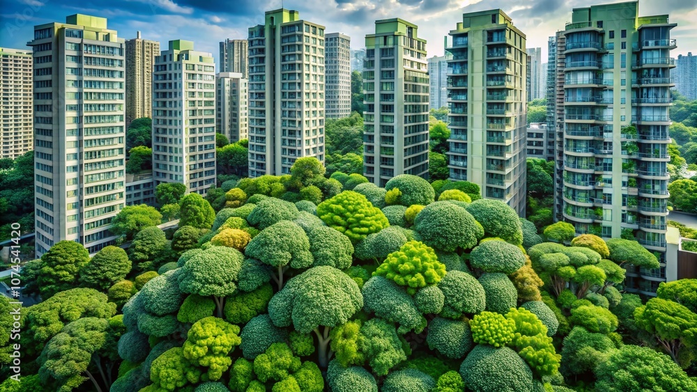 Poster stunning architectural photography featuring broccoli design elements integrating nature with modern
