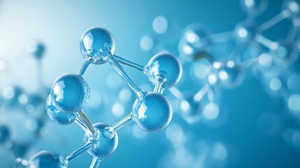 Structure of molecule and communication model showing DNA atoms and neurons Scientific design concept with connected lines and dots suitable for medical technology chemistry and