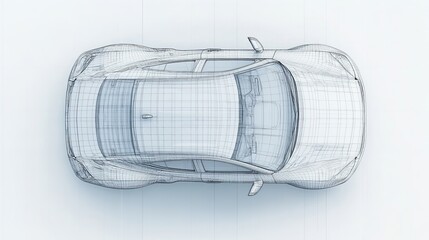 Top view of a car in wireframe