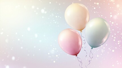 A minimal birthday background with a soft pastel gradient, featuring a few floating balloons and subtle glitter accents scattered across the design for a clean and elegant look.