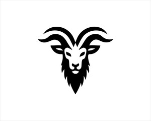 Silhouette Goat Logo Design Icon Symbol Vector Template. Black Goat Head Logo Vector Illustration 