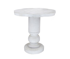 empty white wood cake stand isolated on white background. party accessory suitable for mockup