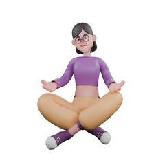 3D Dance Star Performer. A female dancer sits with her hands crossed on her thighs with her palms open with a happy expression. Animated Talent